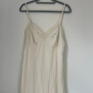 Vintage Ivory Slip Dress with Lace Trim